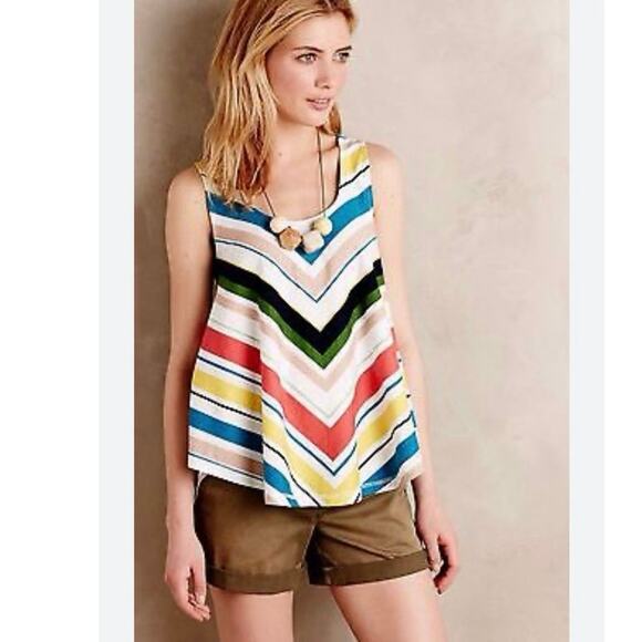 Anthropologie Deletta Multi-color Striped Swing Tank S Cutout Back - Picture 1 of 10